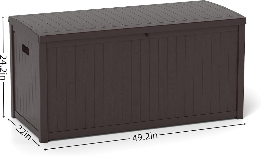 ZYJOYY Outdoor Storage Box, 120 Gallon Waterproof Deck Box with Lid Indoor and Outdoor Use, Resin Storage Bin for Package Delivery, Patio Cushions, Gardening Tools, Lockable, UV Resistant