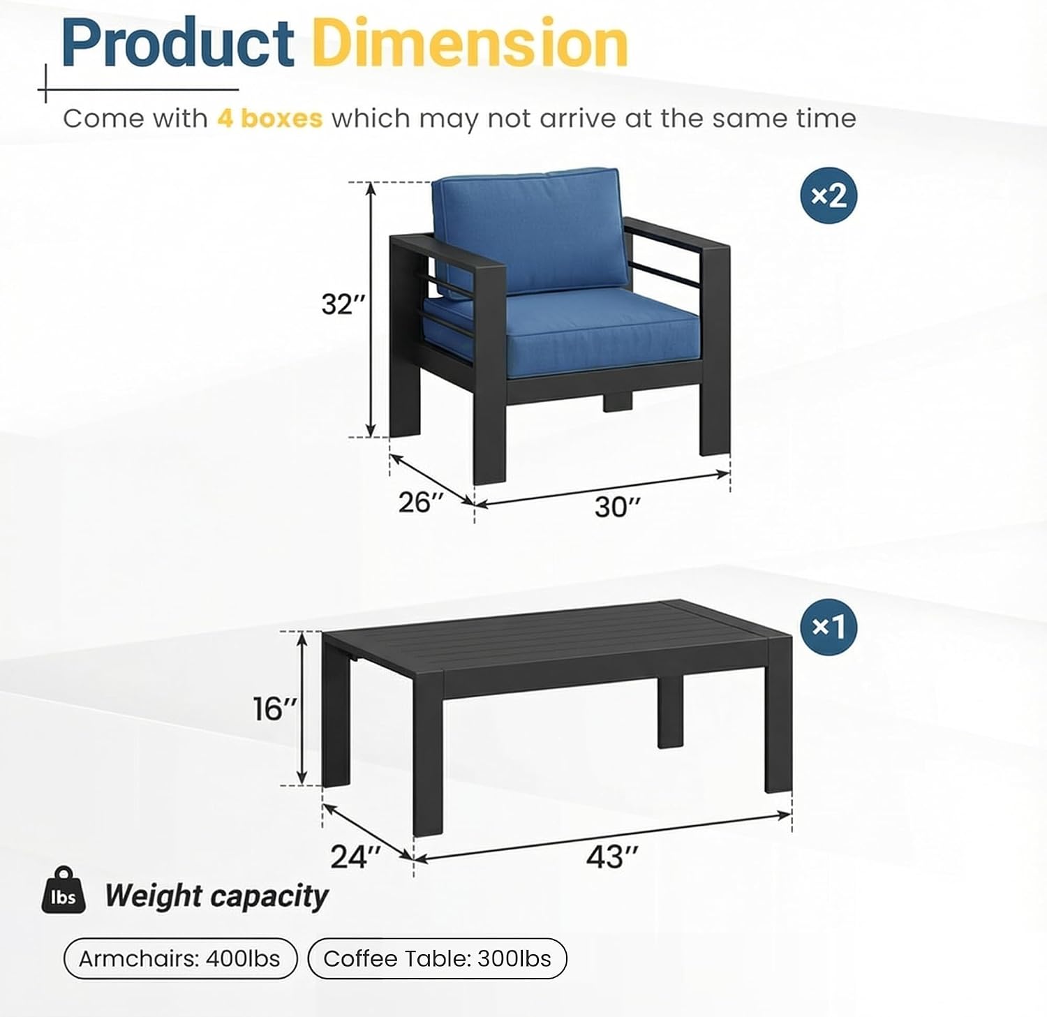 Solaste Aluminum Patio Furniture Set for All Weather, Oversized Metal Outdoor Furniture Set with 27.5' Deep Seating and 3.2' Wide Armrest, Outdoor Patio Sofa with 10' Back Suport Cushion