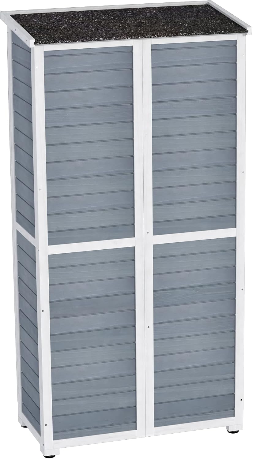 GDLF Outdoor Storage Cabinet Wood & Metal Garden Shed with Waterproof Roof and Sturdy Lockable Doors 66'