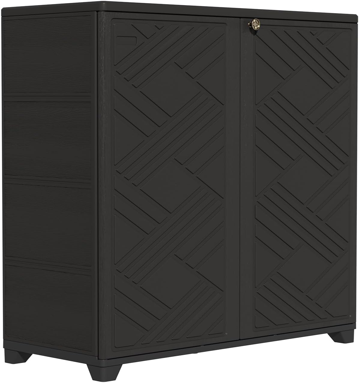ZZM Indoor/Outdoor Storage Cabinet Waterproof, 34'x15'x34' Plastic Outdoor Storage Box for Garden Balcony Bathroom, All Weather Outdoor Storage Clearance, DIY Usage, with 2 Shelf (Black)