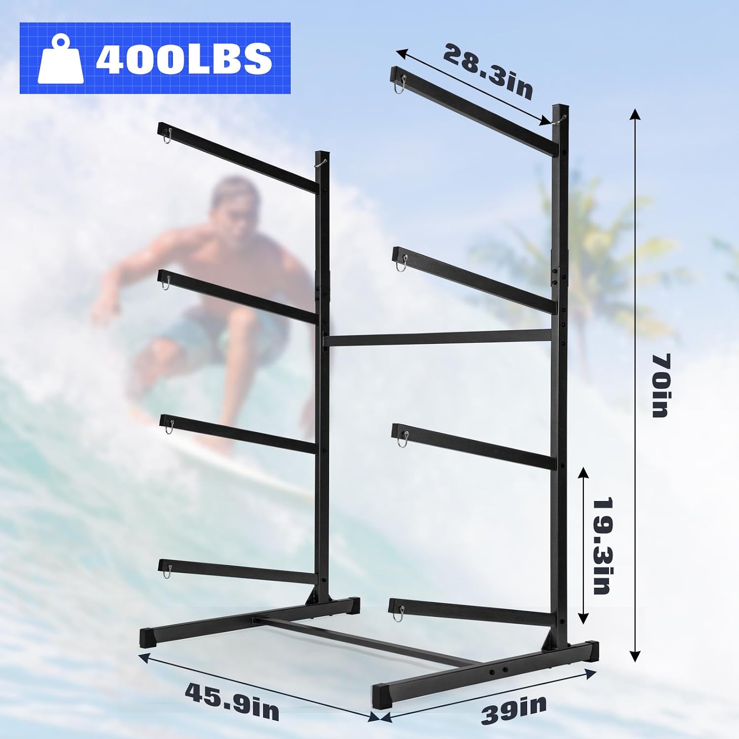 Kayak Storage Rack, Heavy Duty Kayak Racks for Garage and Outdoor Storage, Storage Rack for Kayak, Canoe, Surfboard & Paddleboard