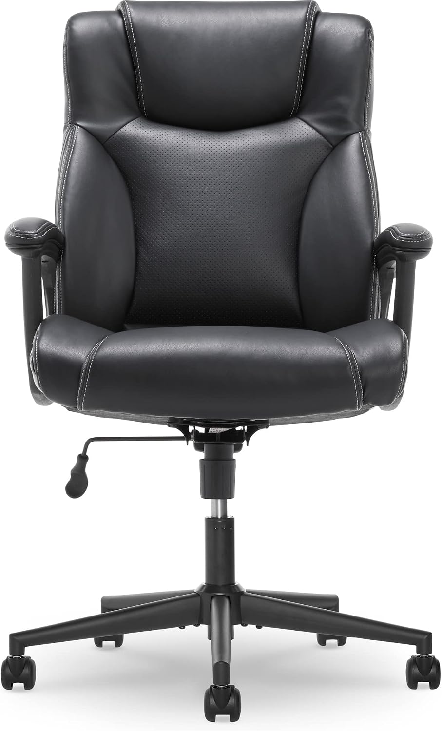 Serta Connor Executive Office Chair, Ergonomic Computer Chair with Layered Body Pillows, Contoured Lumbar, Adjustable Seat Height, Bonded Leather, Black
