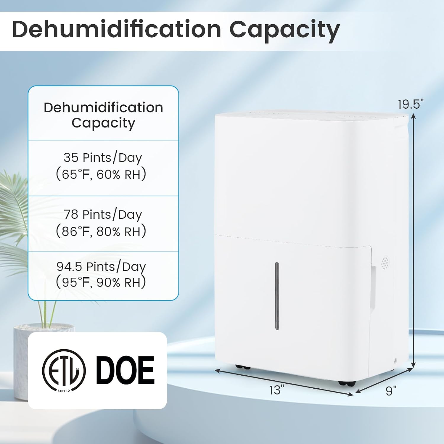 DORTALA 94.5 Pints Dehumidifier for 6000 Sq.Ft Large Rooms, Basement, Bathroom, Home Dehumidifier with Drain Hose, 2 Modes, 24H Timer, 1.4 Gal Water Tank, Auto Defrost, White