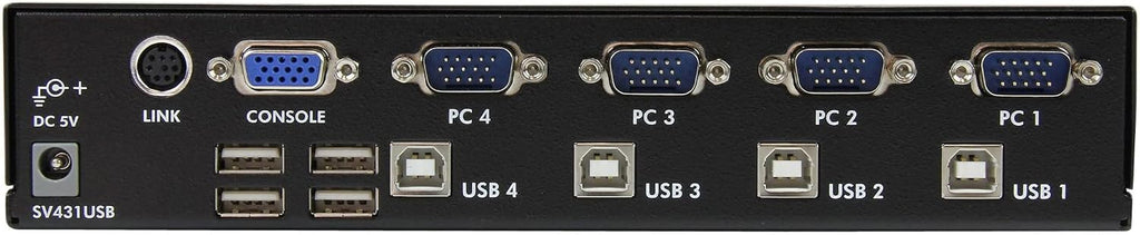 StarTech.com 4 Port Professional VGA USB KVM Switch with Hub - 1U Rack-mountable KVM Switch , TAA (SV431USB)