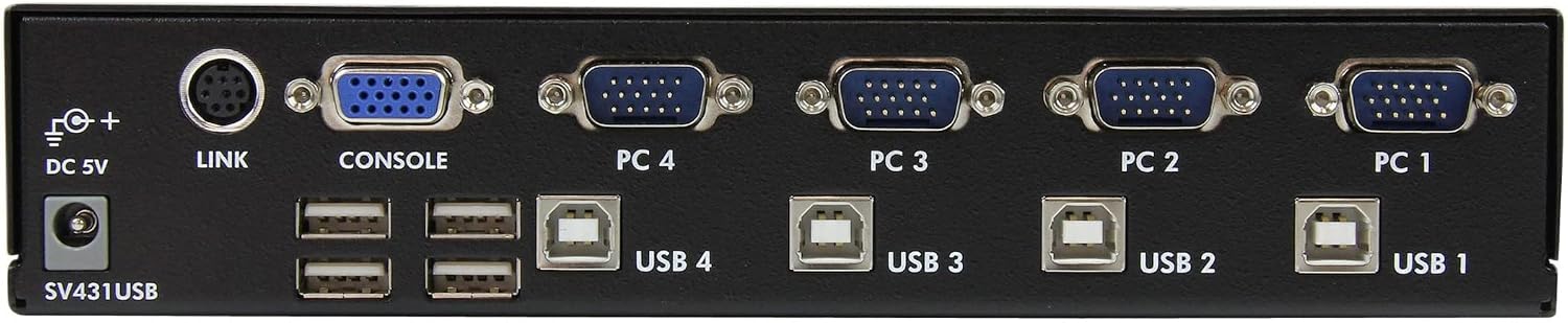 StarTech.com 4 Port Professional VGA USB KVM Switch with Hub - 1U Rack-mountable KVM Switch , TAA (SV431USB)