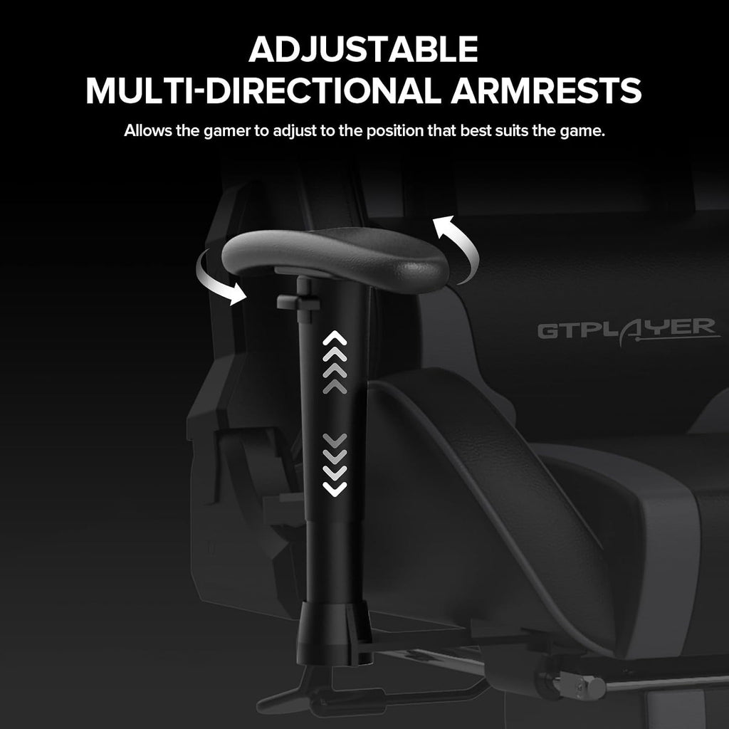GTPLAYER Gaming Chair with Footrest Speakers Video Game Chair Bluetooth Music Heavy Duty Ergonomic Computer Office Desk Chair