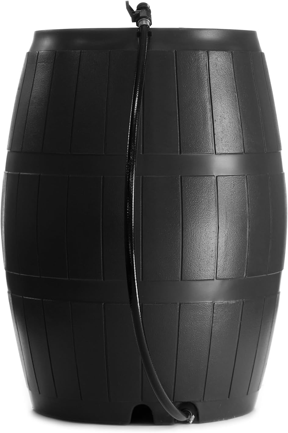 FCMP Outdoor Raincatcher 4000 Rain Barrel, Flat-Back Rainwater Catcher with Spigots, 50 Gallon, Black - Portable Water Storage Container Tank for Home, Garden, and Backyard