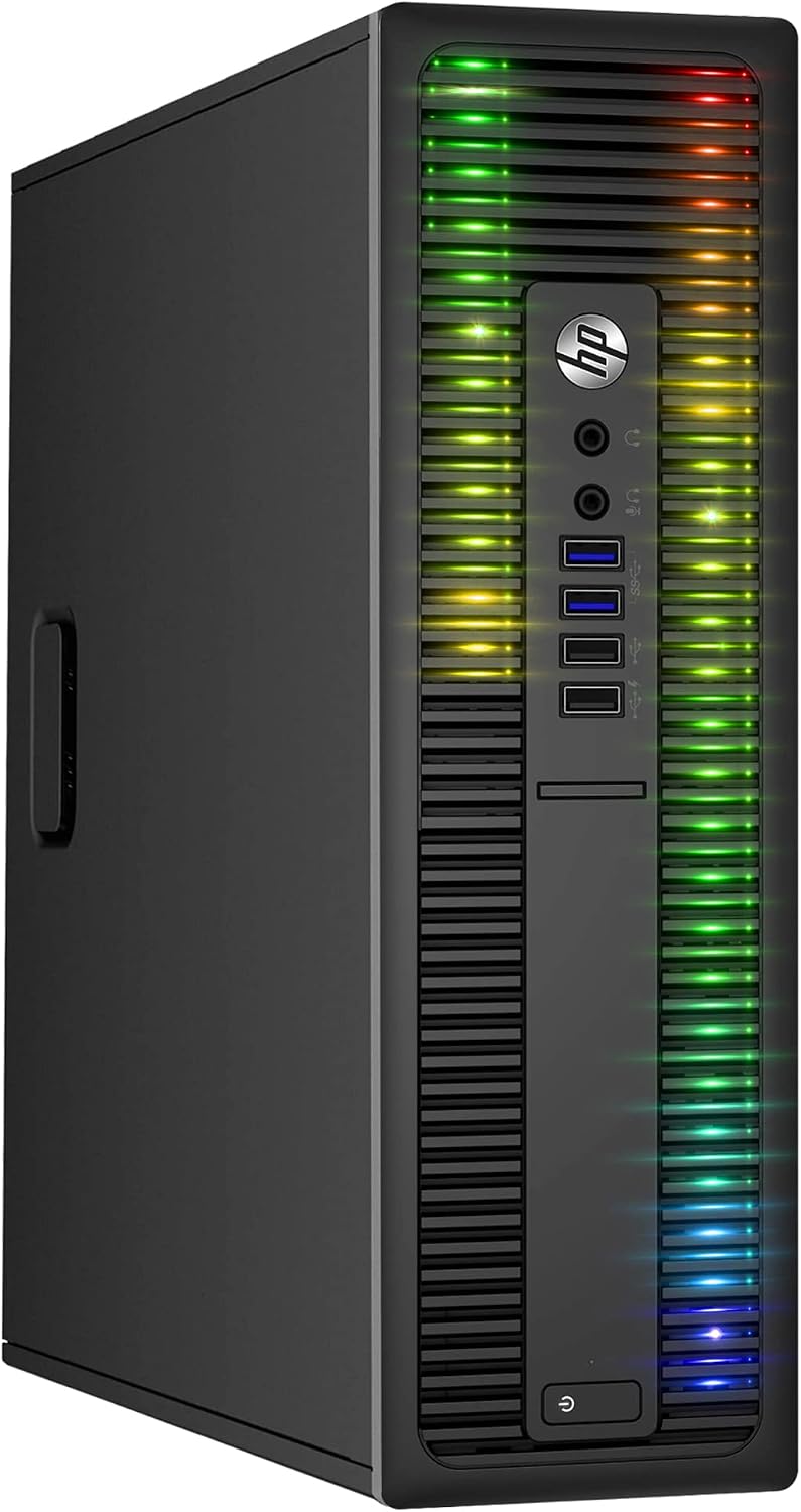 HP RGB Lights Desktop PC ProDesk Computer Intel Core i7 6th Generation Processor 16GB RAM 256GB SSD Windows 11 Gaming PC Keyboard & Mouse (Renewed)