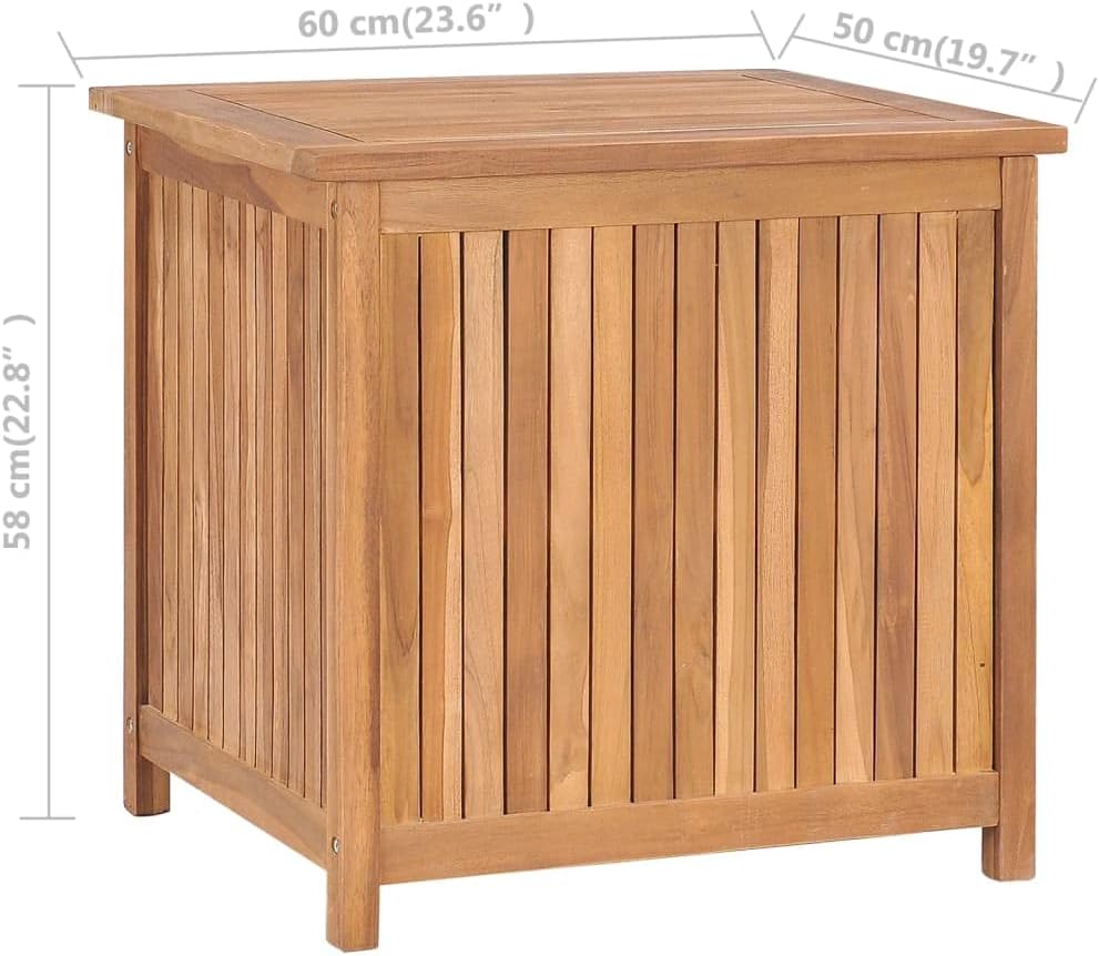 Patio Storage Box Outdoor Solid Teak Wood Deck Box Wooden Outdoor Storage Organization Box with Lid Storage Bench and Waterproof Lining for Garden,Patio,Backyard,23.6'x19.7'x22.8' -AA