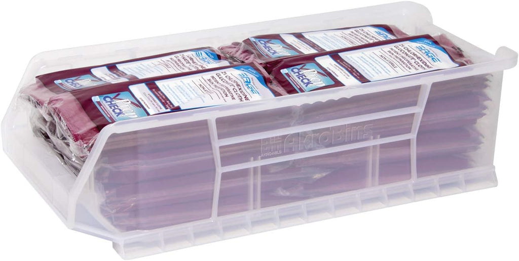 Akro-Mils 30286 Super-Size AkroBins Plastic Storage Bins, Space-Saving Stackable Bins for Garage, Classroom, Warehouse Organization, 24' L x 11' W x 7' H, Clear, 4-Pack