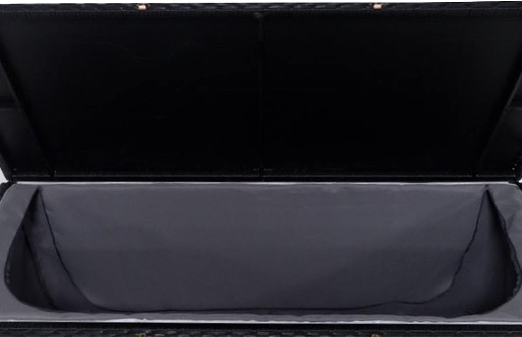 Oakland Living Black Outdoor Storage Box, Wicker-Rattan Bench for Patio, Deck, Pool, Yard & Garden, 113 Gallon