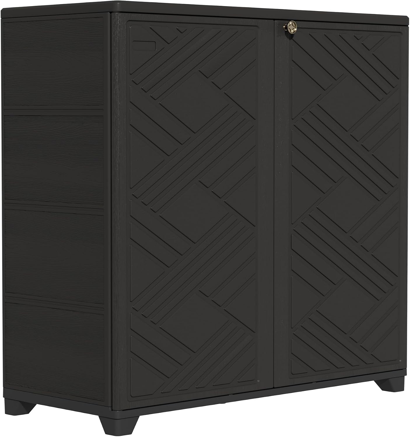 ZZM Indoor/Outdoor Storage Cabinet Waterproof, 34'x15'x34' Plastic Outdoor Storage Box for Garden Balcony Bathroom, All Weather Outdoor Storage Clearance, DIY Usage, with 1 Shelf (Black)
