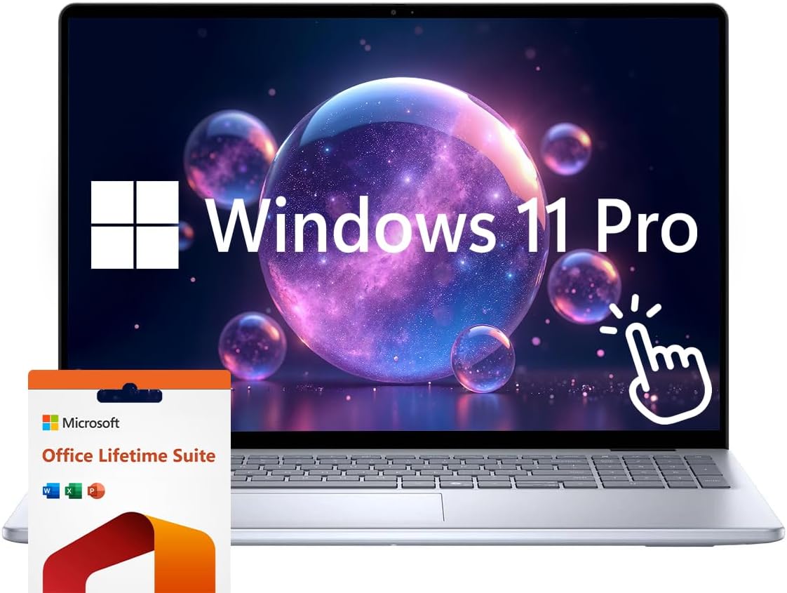 Dell Inspiron 16' Touchscreen Laptop Computer, Windows 11 Pro 16GB RAM 1TB SSD, Intel Core 7 150U Processor, FHD+ 1920 x 1200 Display, Microsoft Office Lifetime Suite, Backlit Keyboard, Ice Blue