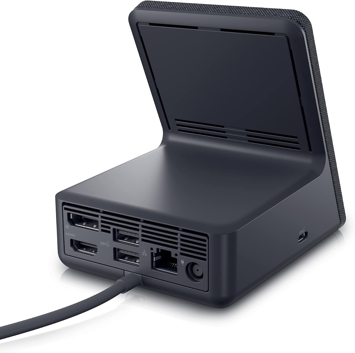 Dell Dual Charge Dock HD22Q - Fabric Wrapped Charging Stand, Type-C Connector, Qi Enabled Charging, Wake-on-Dock, Smartphone Rest, Power Button LED - Magnetite,Black