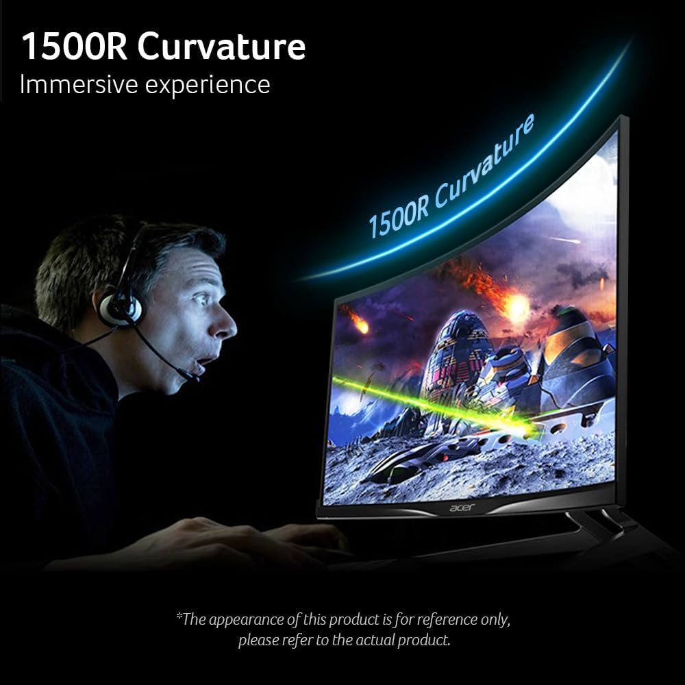 acer Nitro 31.5' FHD 1920 x 1080 1500R Curved PC Gaming Monitor | AMD FreeSync™ Premium | Up to 165Hz Refresh | 1ms VRB | VESA Mountable | 1 x Display Port 1.2 & 2 x HDMI 1.4 | EDA320Q PBIIPX