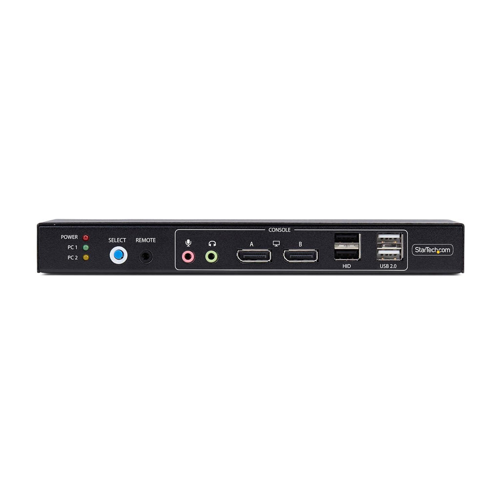 StarTech.com 2-Port Dual-Monitor DisplayPort KVM Switch with Dual View Video Matrix, 4K 60Hz, 4X USB Hub Ports, TAA Compliant