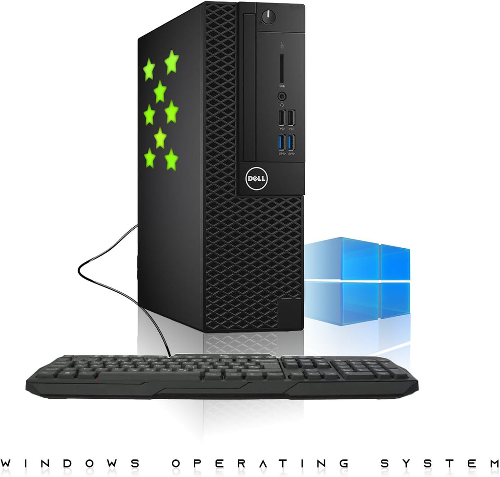 Dell Desktop PC Gaming Bundle - Core i7, 16GB RAM, 1TB SSD, 24-inch Monitor, GT 1030, RGB Keyboard with AI-Enhanced Copilot Key and Mouse, RGB Headphone, Webcam, Wi-Fi, Windows 11 Pro(Renewed)