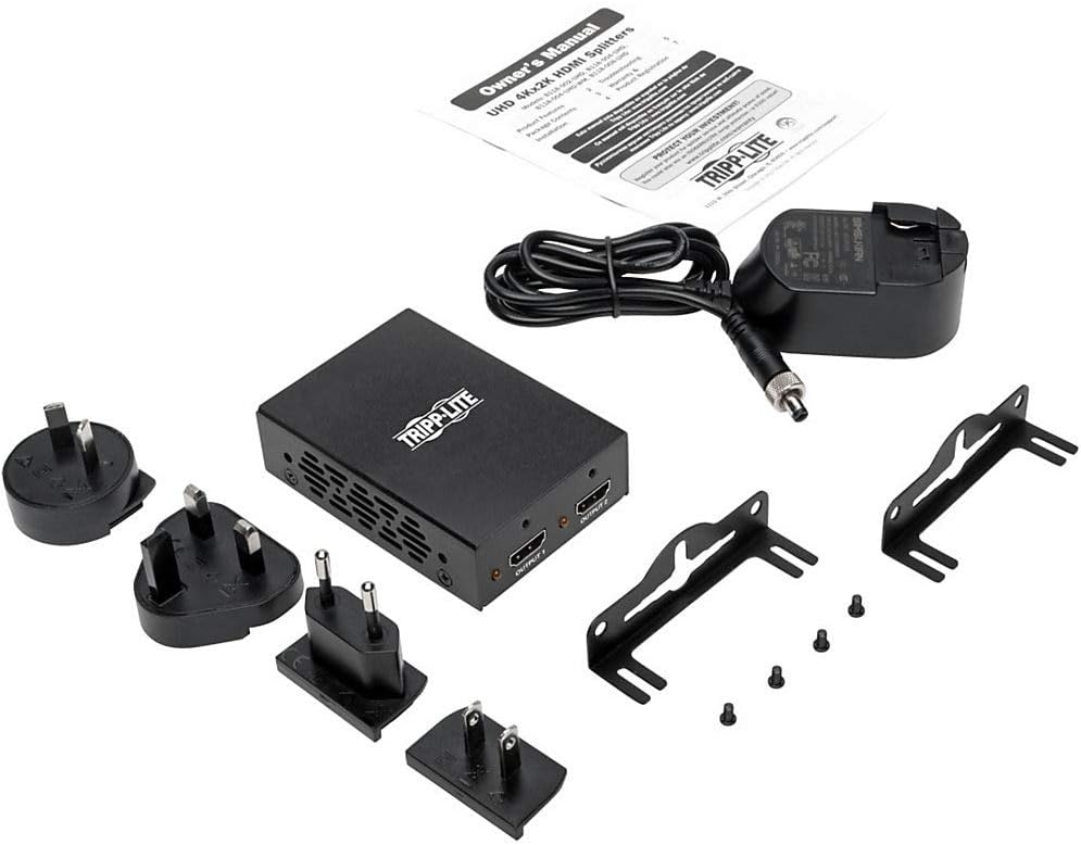 Tripp Lite 2-Port 3D HDMI Splitter HDCP 2.2, HDMI 2.0, 4K x 2K @ 60Hz 3840 x 2160 Ultra HD Video Audio TAA (B118-002-UHD-2), 15 Feet