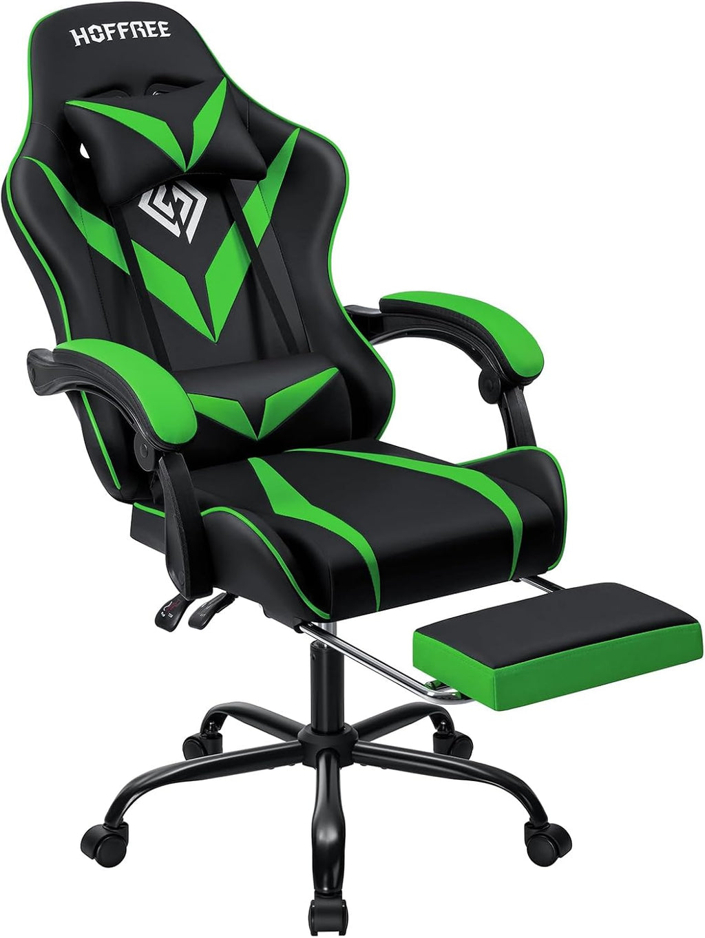 Gaming Chair with Massage Ergonomic Computer Chair with Footrest and Lumbar Support Reclining PC Game Chair for Boys with Adjustable Armrest and Headrest Green
