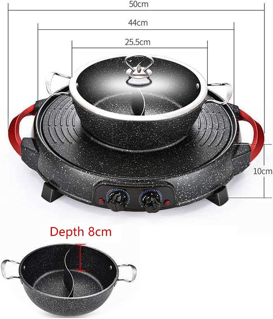 BBQ Smokeless Grill Multifunctional BBQ hot Pot Double Pot,Integrated Kitchen Pot,Electric hot Pot,Electric Barbecue Grill,Electric Baking Tray is Convenient and Stylish-One-Piece shabu-shabu