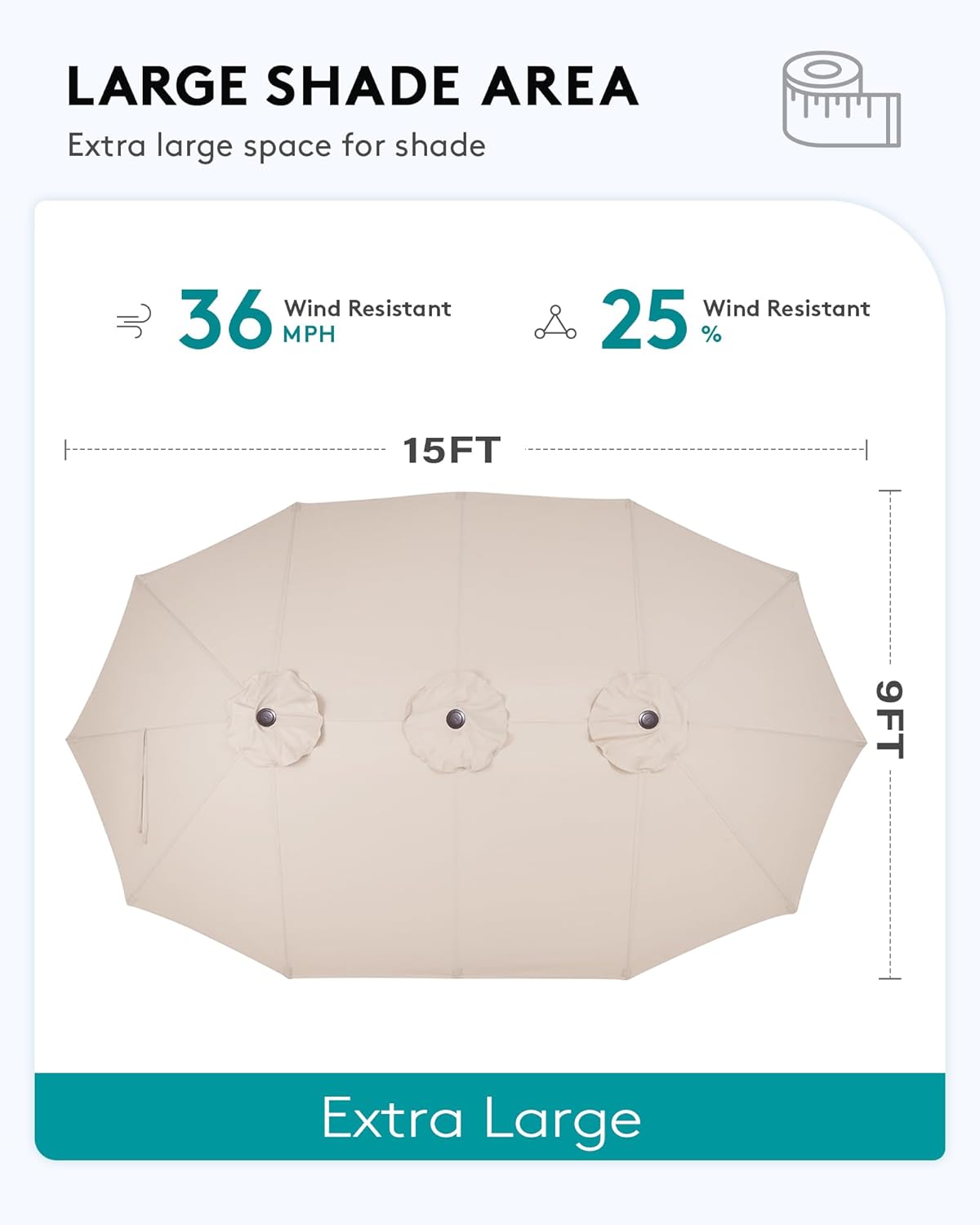 SERWALL 8-Piece Patio Dining Sets with 15FT Double Side Patio Umbrella, Outdoor HDPE Dining Furniture Set with Umbrella Hole Cut-Out Table and 6 Chairs, Aruba（Umbreall Base not Included）