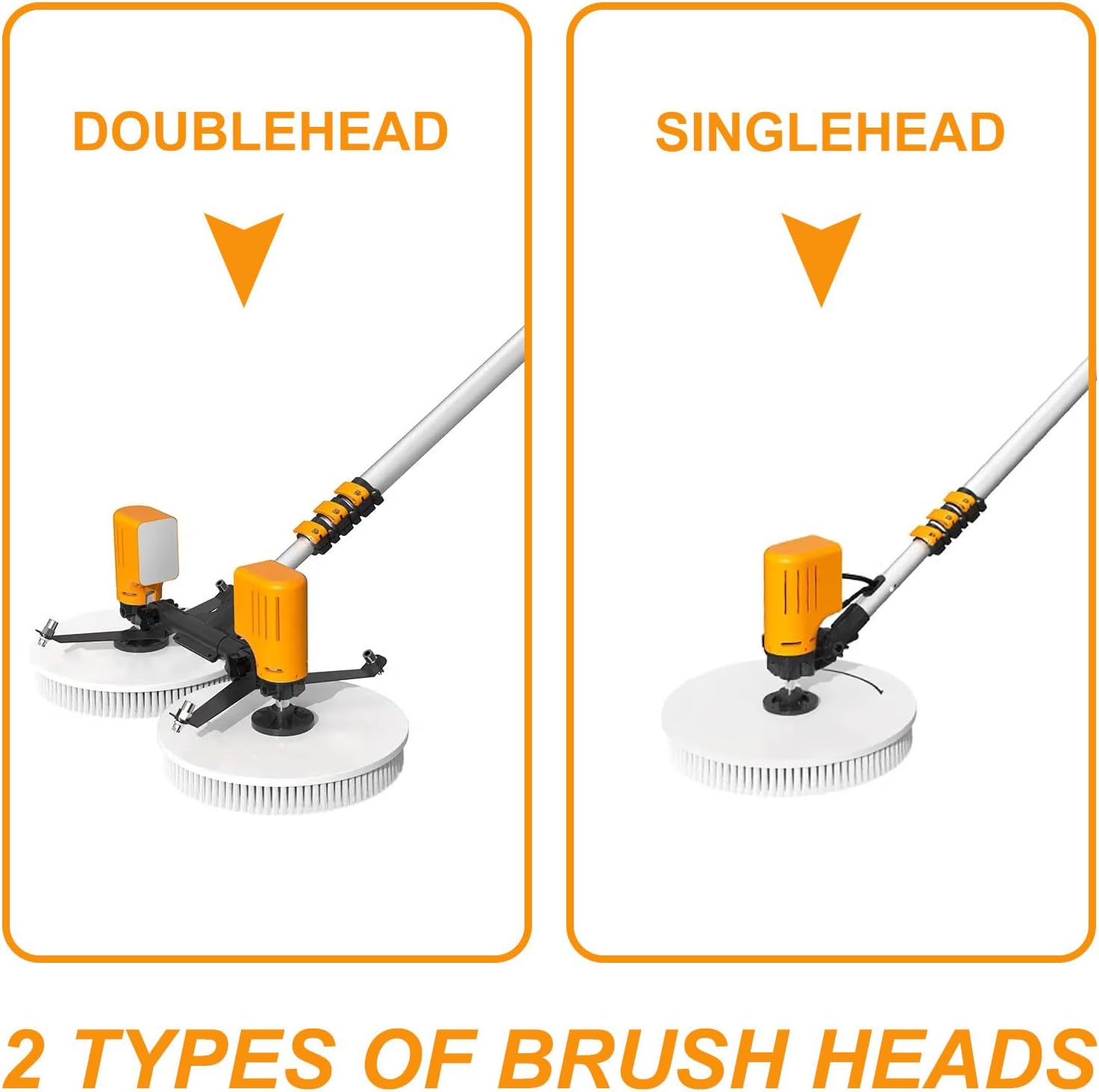 Electric Single Head/Dual Head Solar Panel Cleaning Brush,Single Brush Head Adaptive Angle,Dual Brush Head Water Curtain Quick Cleaning Design,Doublehead-5.5M