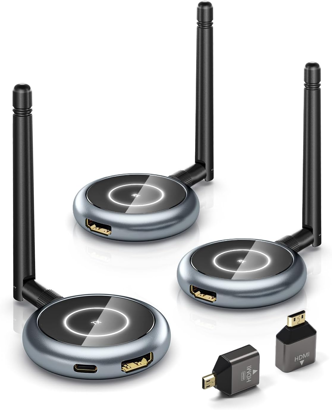 AIMIBO 2026 Wireless HDMI Transmitter and 2 Receivers, 4K Decode 1080P@60Hz, 656FT/200M, Tutuplay App Mirror, 5.8G HDMI Wireless Extender for Laptop, PC, Camera, TV Box to TVs, Projectors, Monitors