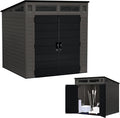 Suncast Modern Outdoor Storage Shed, 200 cu. ft. Peppercorn Resin Shed for Lawn Mower, Bikes, Utility Tools, Patio, & Yard. Weatherproof & Lockable Modern Sheds & Outdoor Storage, Made in USA