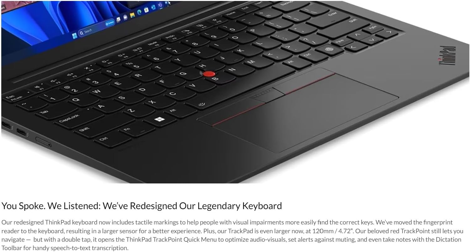 Lenovo Gen 12 ThinkPad X1 Carbon Laptop with Intel Ultra 7 165U vPro Processor, 14' WUXGA 100% sRGB Touchscreen, 32GB 6400MHz RAM, 1TB Gen4 Performance SSD, FHD+ IR+ RGB Camera, and Windows 11 Pro