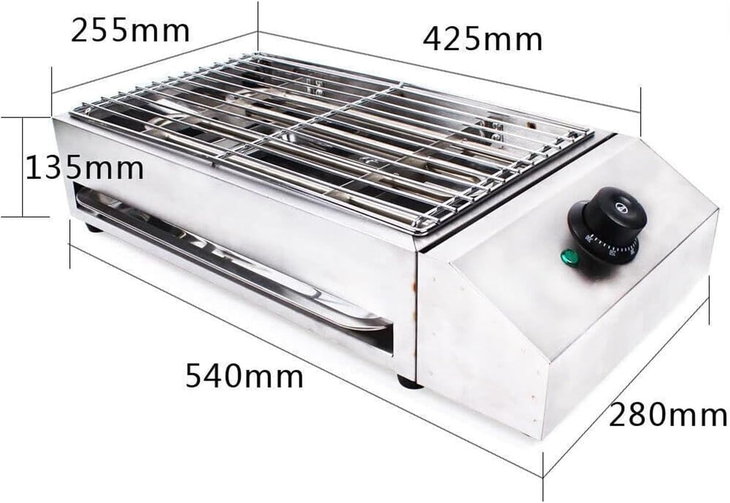 2600W Commercial Electric Grill, Smokeless Indoor Grill with Removable Baking Pan, Adjustable Temperature 50-300℃, Rapid Heating, Easy To Clean and Carry for Restaur