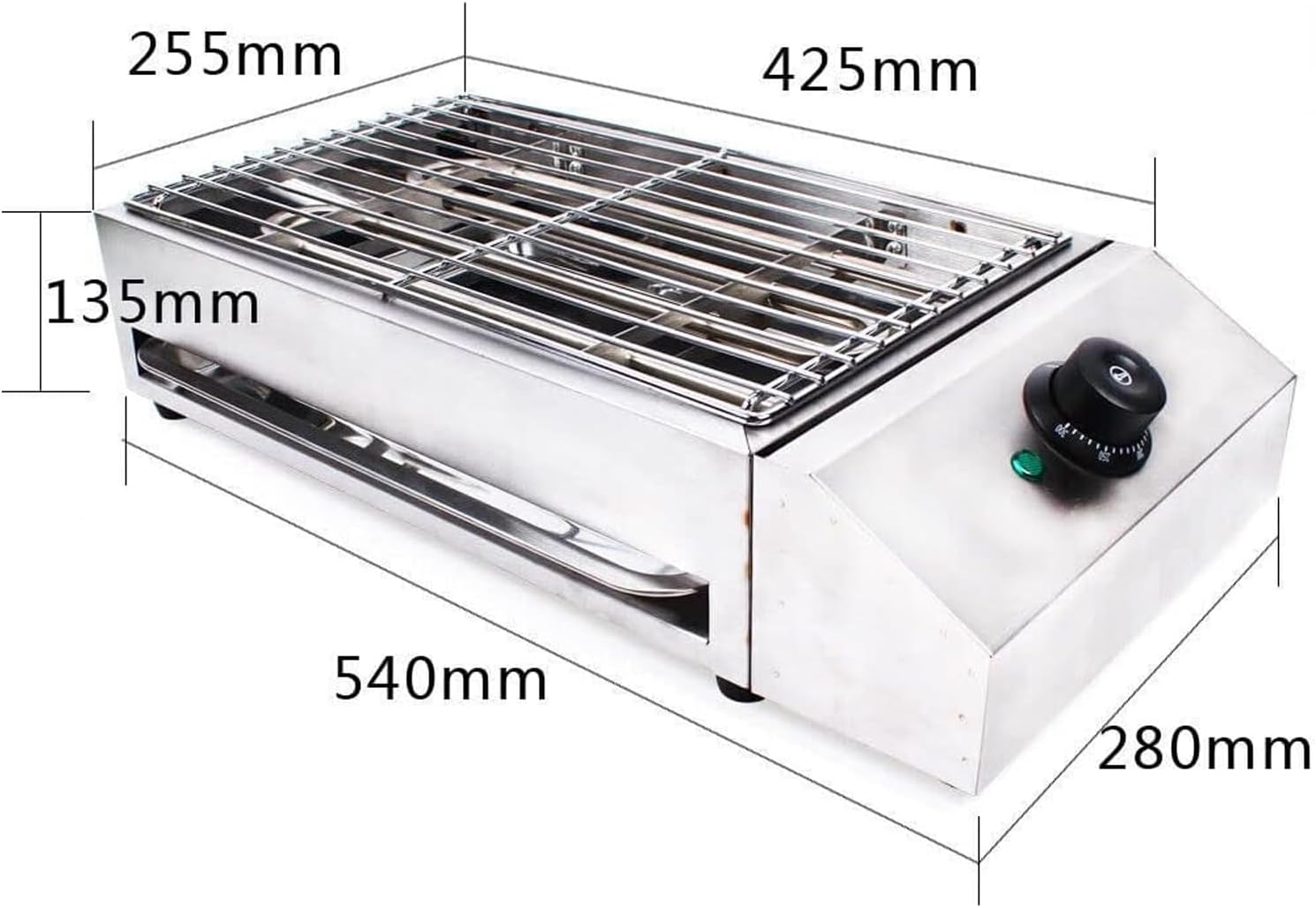 2600W Commercial Electric Grill, Smokeless Indoor Grill with Removable Baking Pan, Adjustable Temperature 50-300℃, Rapid Heating, Easy To Clean and Carry for Restaur