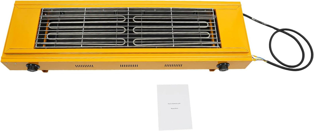 Double head Temperature Controlled Electric Grill, Adjustable Temperature Control to 572℉, Portable Outdoor Barbecue Grill, Household And Commercial Electric Skewer Grill Yellow