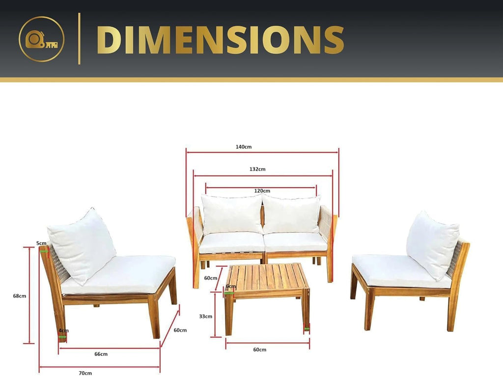5-Piece Acacia Wood Outdoor Patio Furniture Set, Modern Conversational Chat Set with Water-Resistant Cushions, Space-Saving Sectional Sofa for Small Balcony, Deck, Backyard, Natural Brown