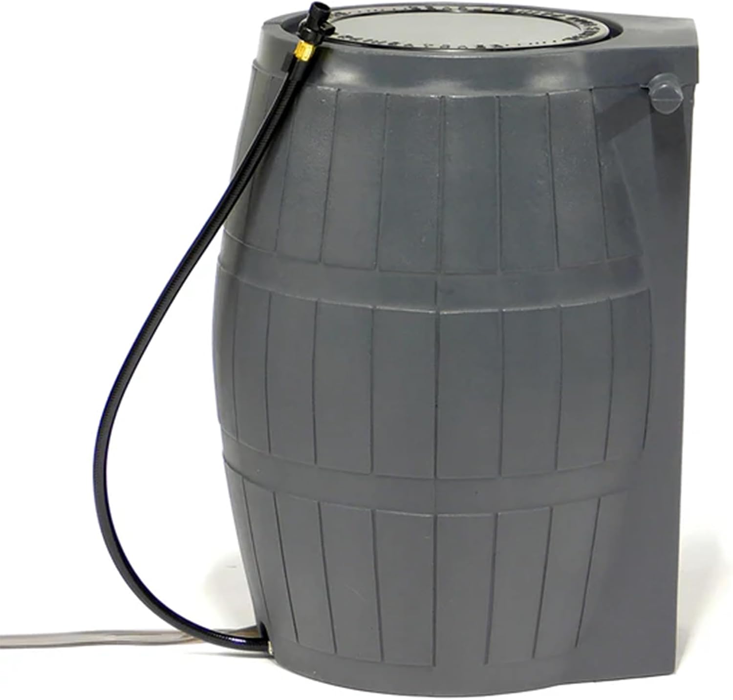 FCMP Outdoor Raincatcher 4000 Rain Barrel, Flat-Back Rainwater Catcher with Spigots, 50 Gallon, Grey - Portable Water Storage Container Tank for Home, Garden, and Backyard