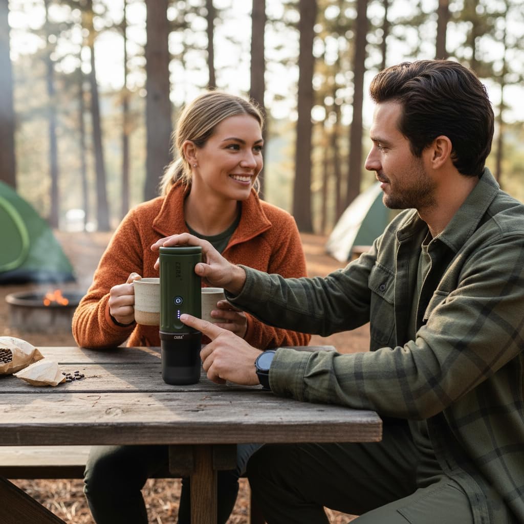 CERA+ Portable Espresso Machine 5-8 Cups per Charge, Self-Heating 20 Bar， NS Pods & Ground Coffee, Epresso Electric Travel Coffee Maker for Outing, Working, Camping