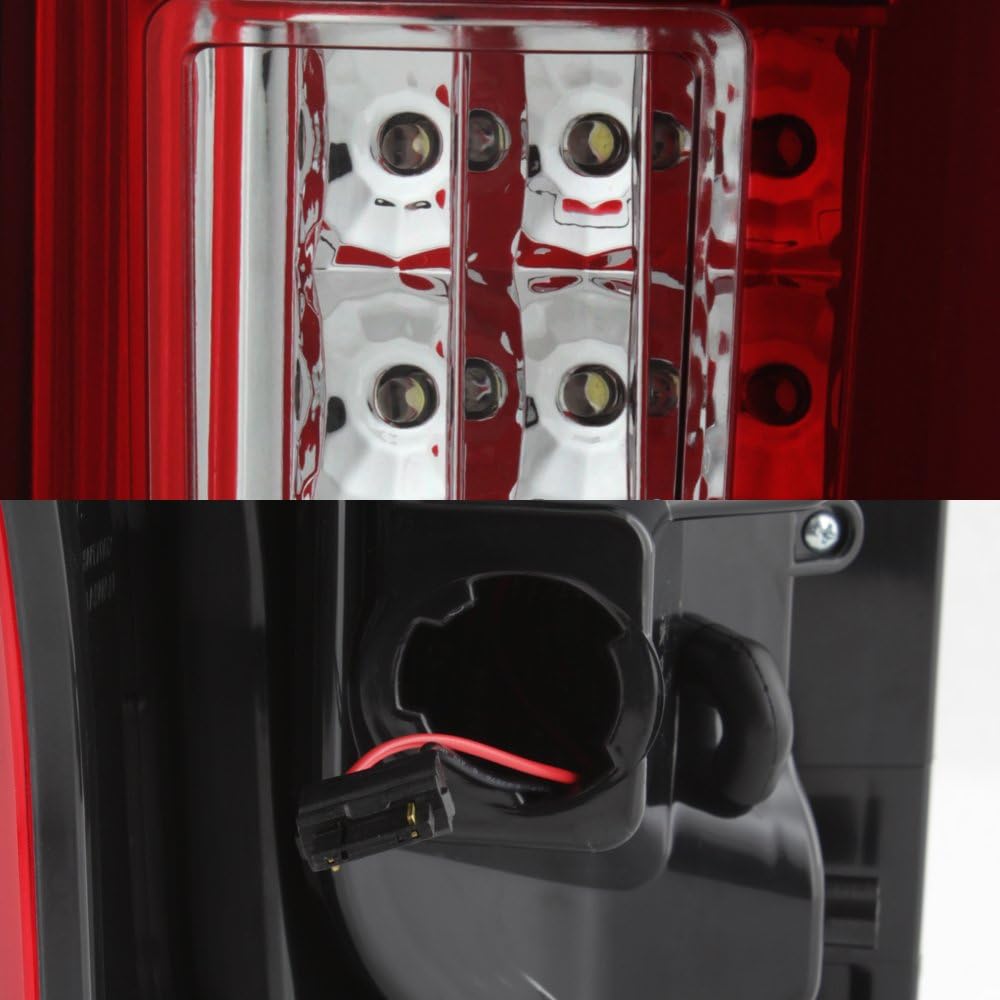 AKKON - For 2017-19 Ford F250/F350 Superduty Full LED Tube Rear Lamps Tail Lights - Chrome Housing & Red Clear Lens