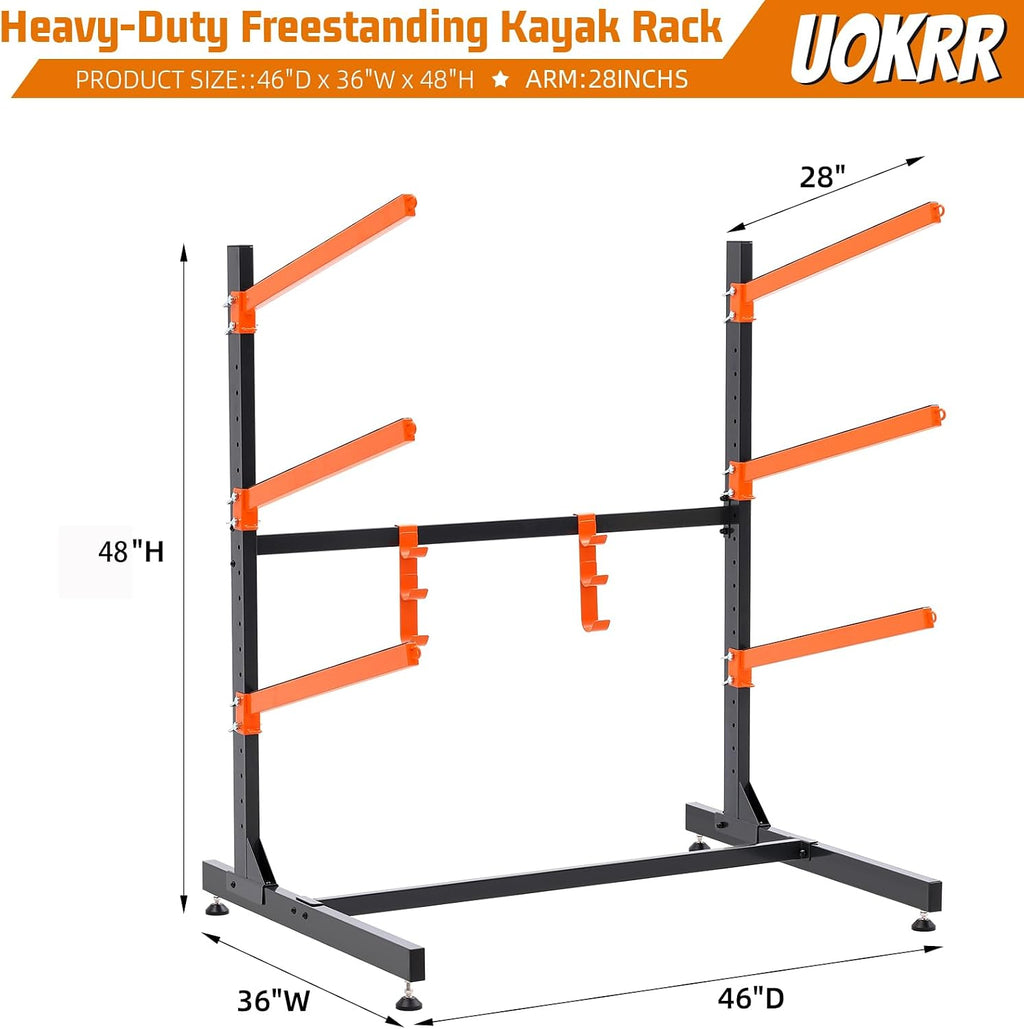 Kayak Storage Rack, Freestanding Kayak Racks for Garage, Heavy Duty Adjustable Kayak Stand Indoor Outdoor Storage Rack for Kayaks, Canoes, Surfboard & Paddleboard
