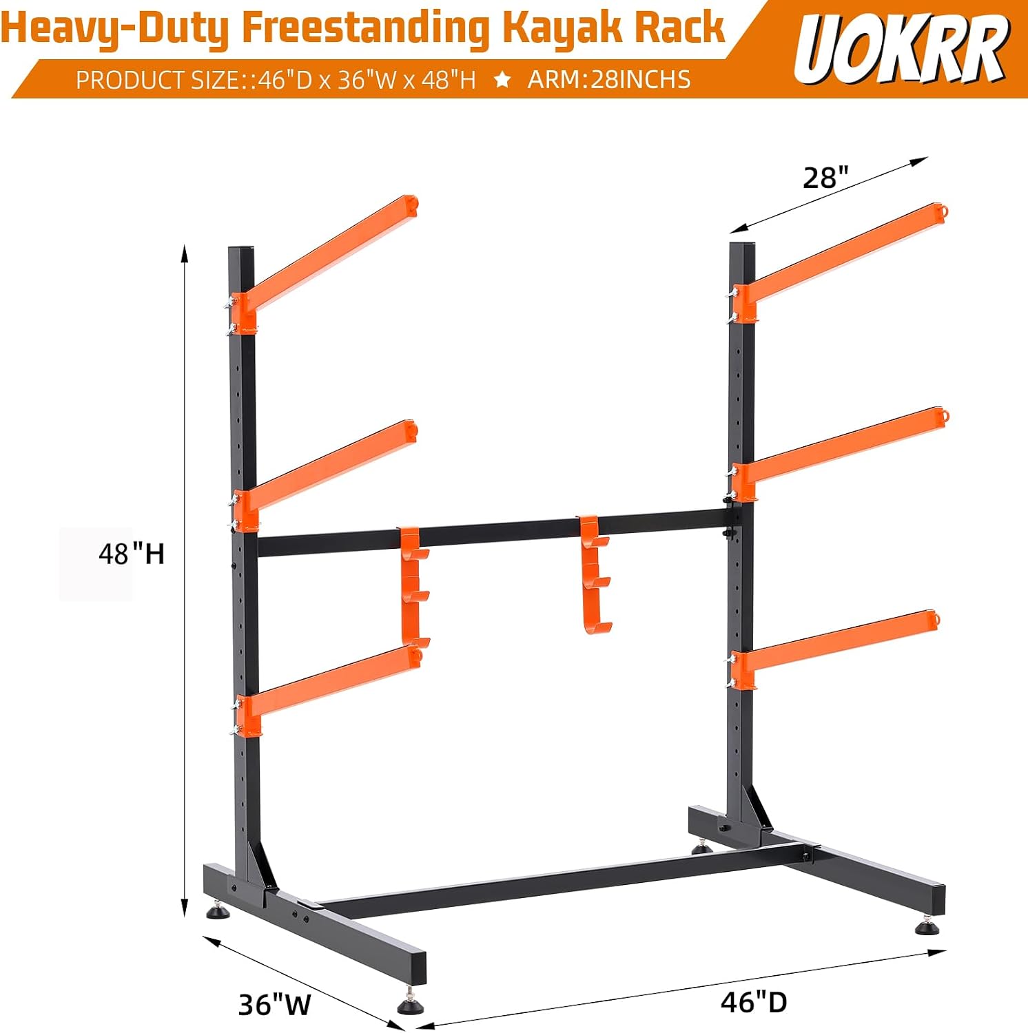 Kayak Storage Rack, Freestanding Kayak Racks for Garage, Heavy Duty Adjustable Kayak Stand Indoor Outdoor Storage Rack for Kayaks, Canoes, Surfboard & Paddleboard