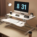 32' Height Adjustable Standing Desk Sit To Stand Converter with Wide Keyboard Tray for Home Office, Stand Up Desk Dual Monitor Riser Workstation with Spacious Tabletop for Laptops/Small Space (White)