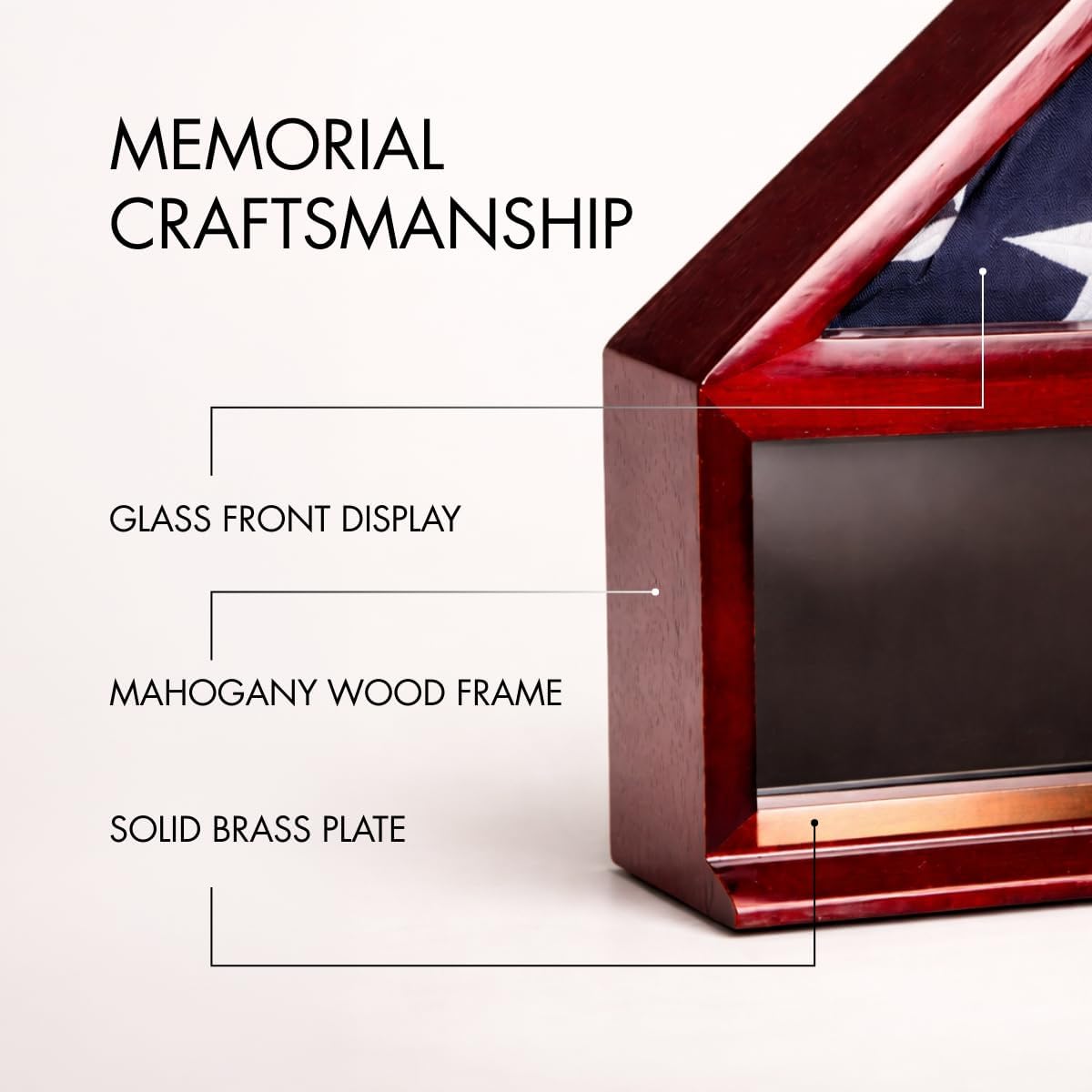 Bey-Berk Custom Personalized American Flag Display Case for 5' x 9.5' Burial Memorial Flag, Military Medal Shadow Box with Glass Front and 4'x 6' Picture Frame (Mahogany)