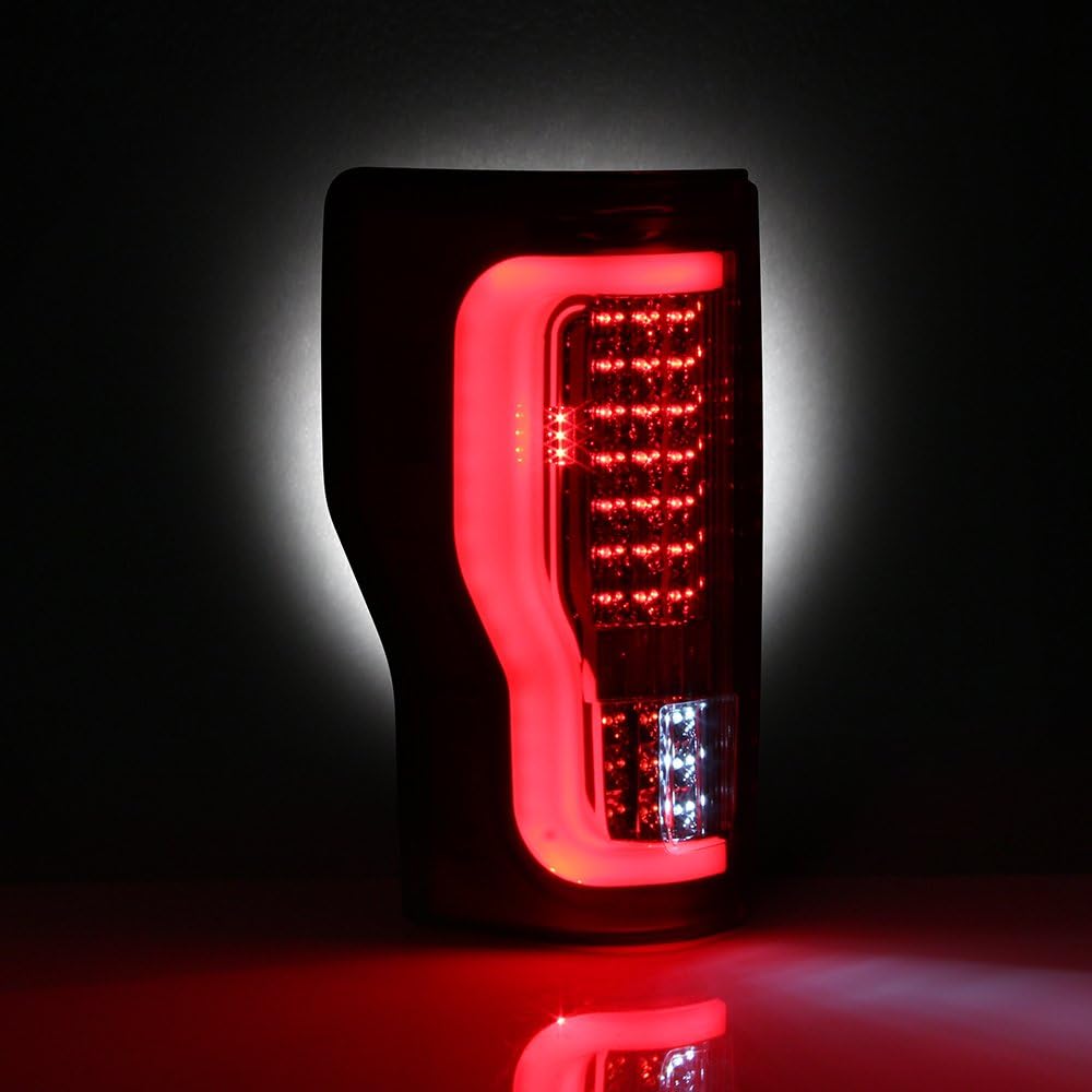 AKKON - For 2017-19 Ford F250/F350 Superduty Full LED Tube Rear Lamps Tail Lights - Chrome Housing & Red Clear Lens