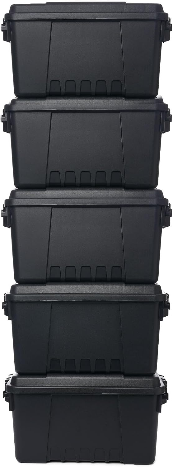 Plano 5 Pack Small Sportsman's Trunk for Outdoor Gear and Tools with Integrated Easy-Glide Wheels for Smooth Transport, Black