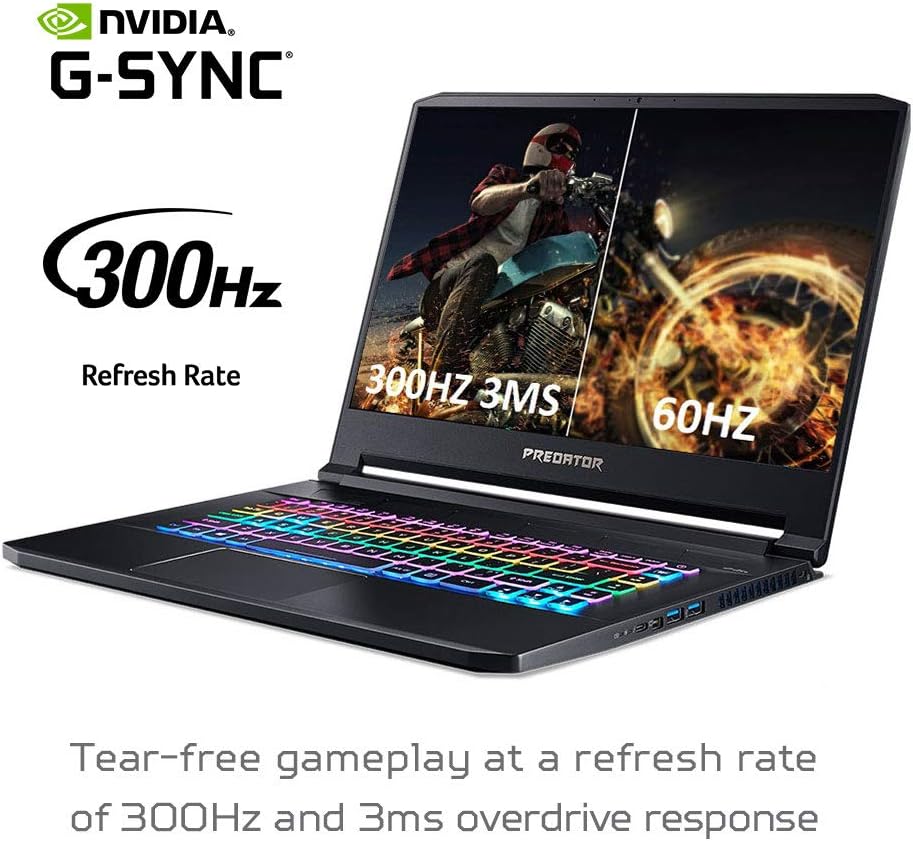 Acer Predator Triton 500 PT515-52-73L3 Gaming Laptop, Intel i7-10750H, NVIDIA GeForce RTX 2070 SUPER, 15.6' FHD NVIDIA G-SYNC Display, 300Hz, 16GB Dual-Channel DDR4, 512GB NVMe SSD, RGB Backlit KB