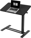 FLEXISPOT H7 PRO Mobile Standing Desk Adjustable Overbed Table Pneumatic with Wheels 90°Tiltable Portable Laptop Desk Rolling Computer Cart Foldable Bedside Table(31.5' W x 17.7' D D, Black)