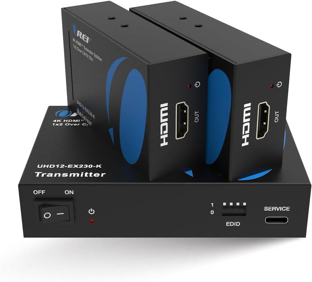OREI 1×2 HDMI Extender Splitter Over Ethernet – 4K@60Hz 4:4:4 HDCP 2.2 – Single HDMI CAT6/7 Cable up to 230 ft – EDID Management, IR Control, Loop-Out & Low Latency