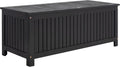 SAFAVIEH Outdoor - Abri Cushion Storage Box - Black Solid Wood - Coastal Resort Storage Bench Design - Ideal for Patio, Deck, Porch, Backyard, 18'W x 47'D x 19'H (PAT7037D)
