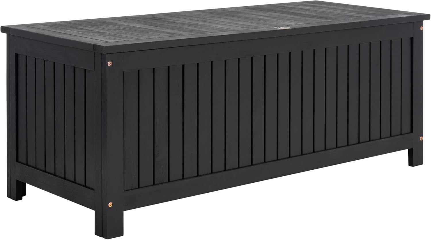 SAFAVIEH Outdoor - Abri Cushion Storage Box - Black Solid Wood - Coastal Resort Storage Bench Design - Ideal for Patio, Deck, Porch, Backyard, 18'W x 47'D x 19'H (PAT7037D)