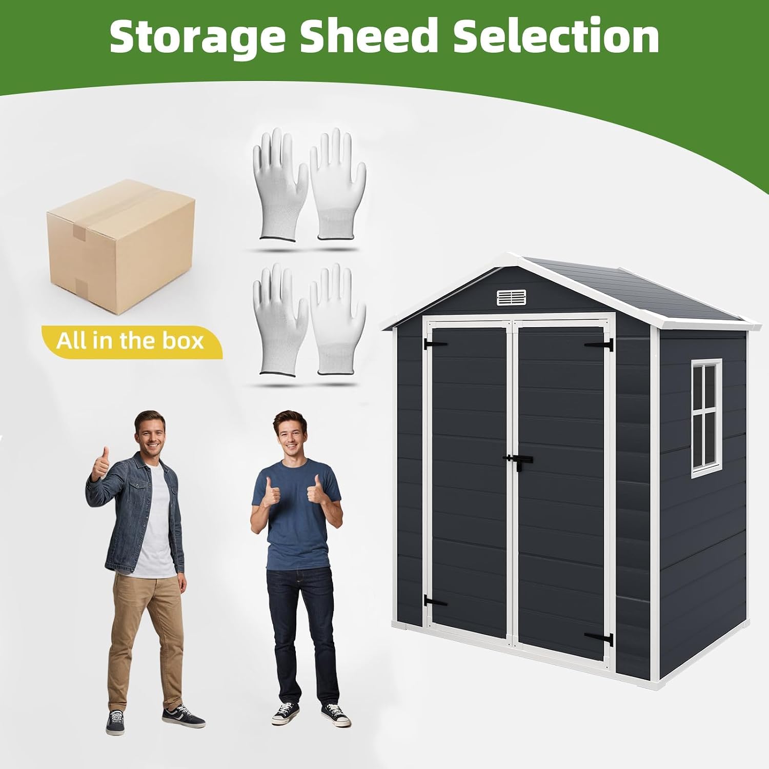 Outdoor Storage Shed 6 x 4.4 FT, Heavy-Duty Resin Tool Shed with Reinforced Floor, Lockable Door & Vent, Weather-Resistant Garden Shed for Lawn Equipment & Bikes (Black)