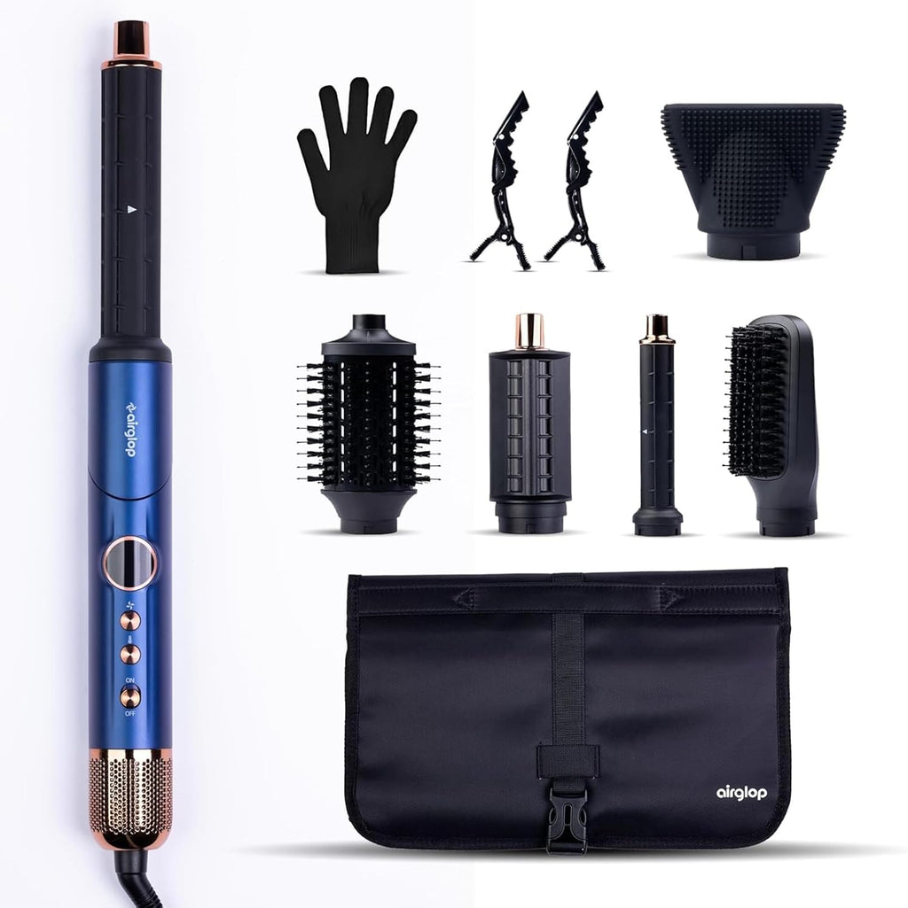 Hair Dryer Brush 6-in-1 Air Styler – Fast-Drying 110,000 RPM Ionic Blow Dryer with Straightener & Curler Attachments, Hair Styling Tools, Multi-Styler with Auto-Wrap Curlers, Best Gift for Girl/Women