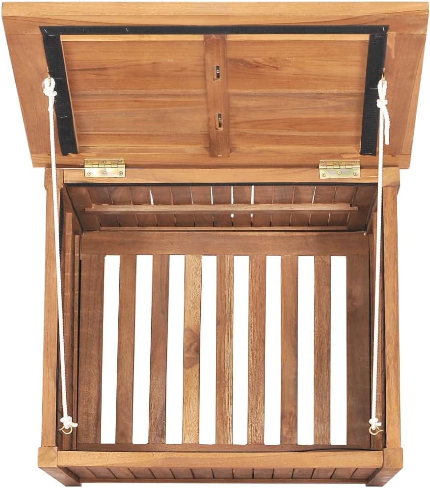 Patio Storage Box Outdoor Solid Teak Wood Deck Box Wooden Outdoor Storage Organization Box with Lid Storage Bench and Waterproof Lining for Garden,Patio,Backyard,23.6'x19.7'x22.8'